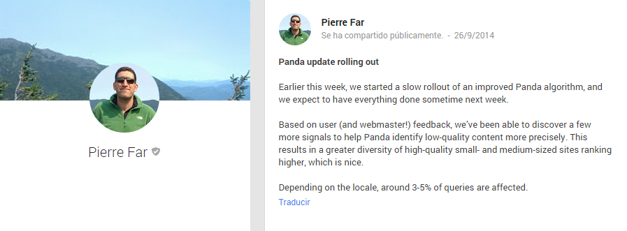 Google Panda 4.1 - nueva actualización del algoritmo